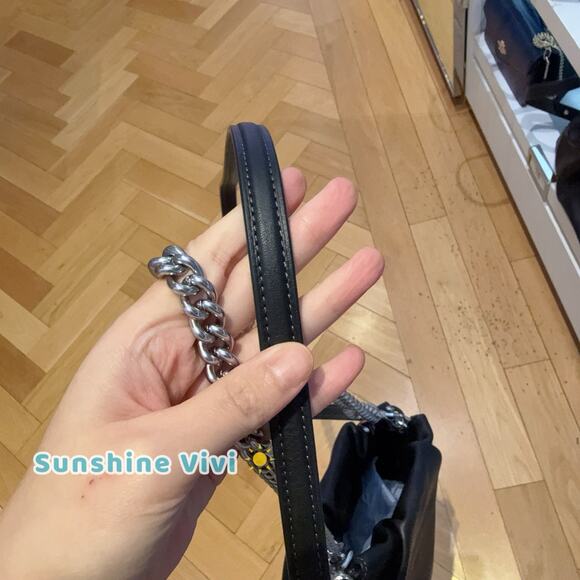 NWT Coach Faye Mini Drawstring Bag With Ruching CDB67 Silver Black - Picture 4 of 6